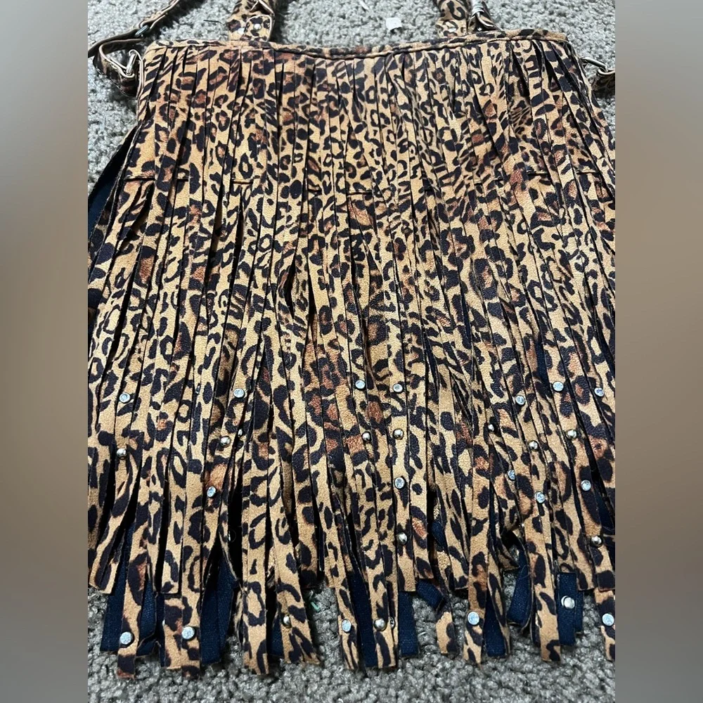 Steve Madden Leopard Print Fringe Shoulder Bag - Picture 3 of 14